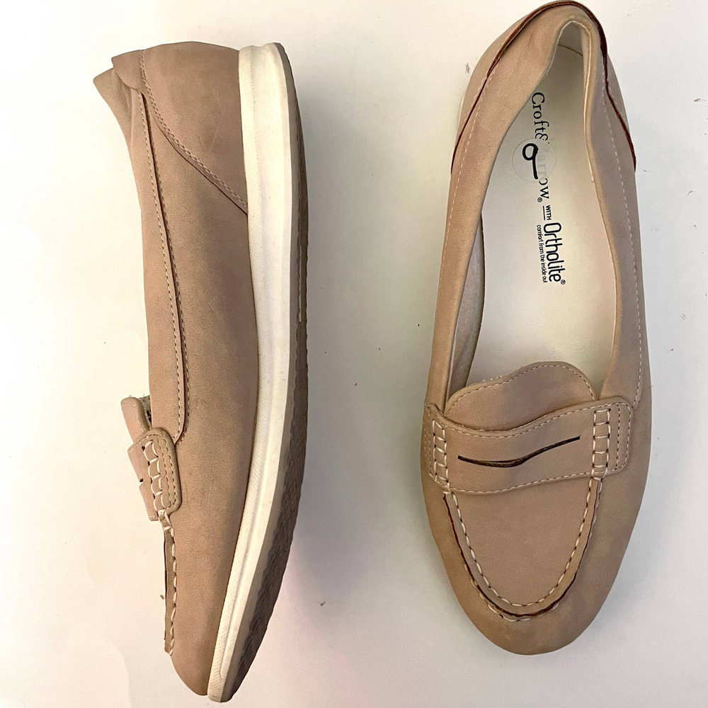 Croft & Barrow Beige Vegan Flat Loafer Shoes with Orth Olite Comfort -Size 9M